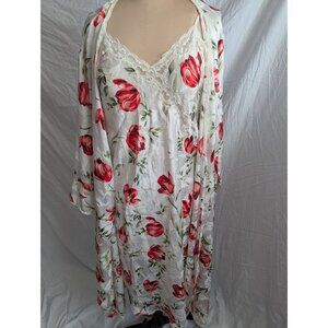Vintage Josie Floral Lace Trim Nightie w/ Matching Robe Coquette Sexy Silky EUC